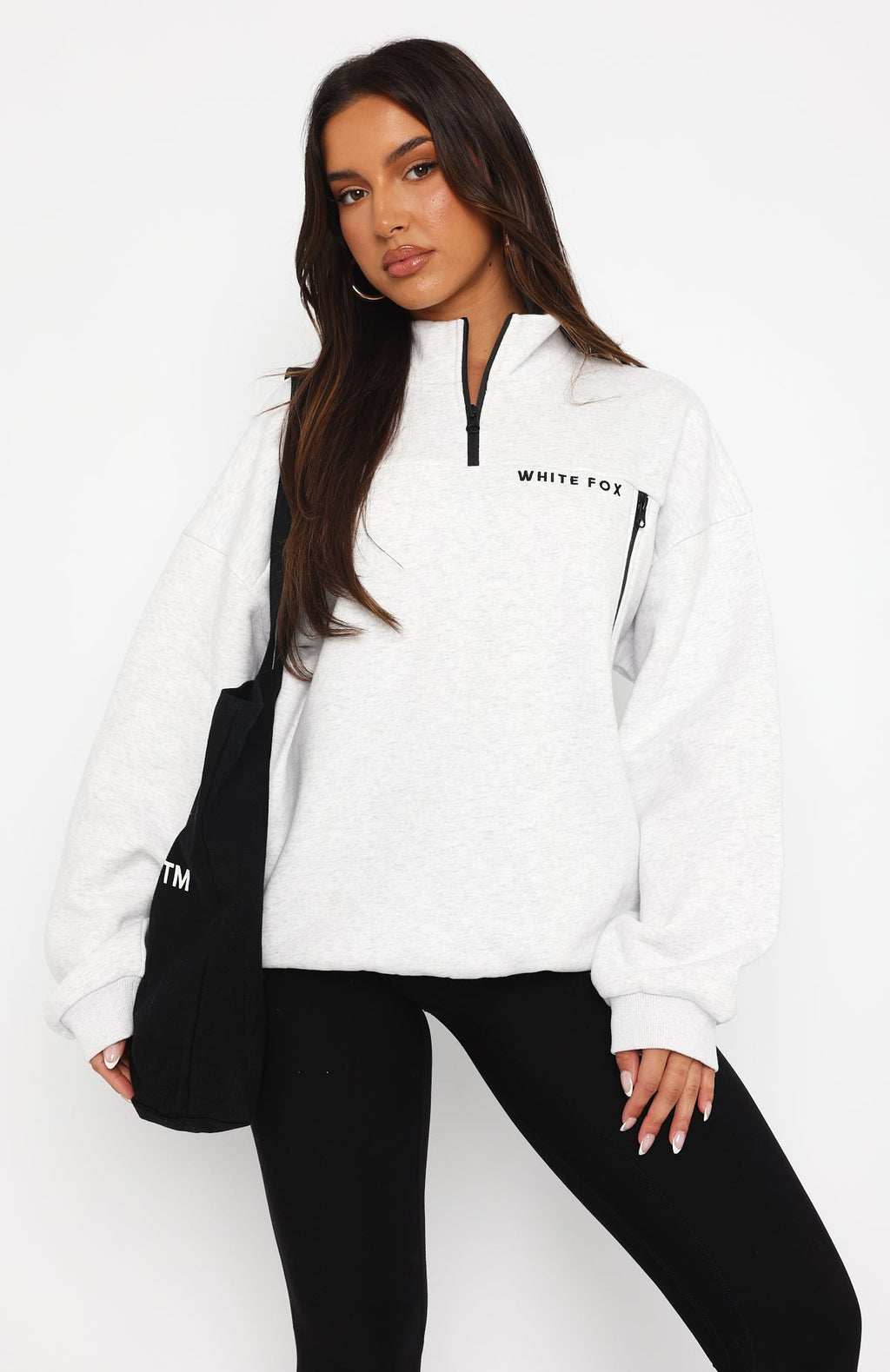 Where Did You Go Zip Front Sweater Grey MarleXS/S