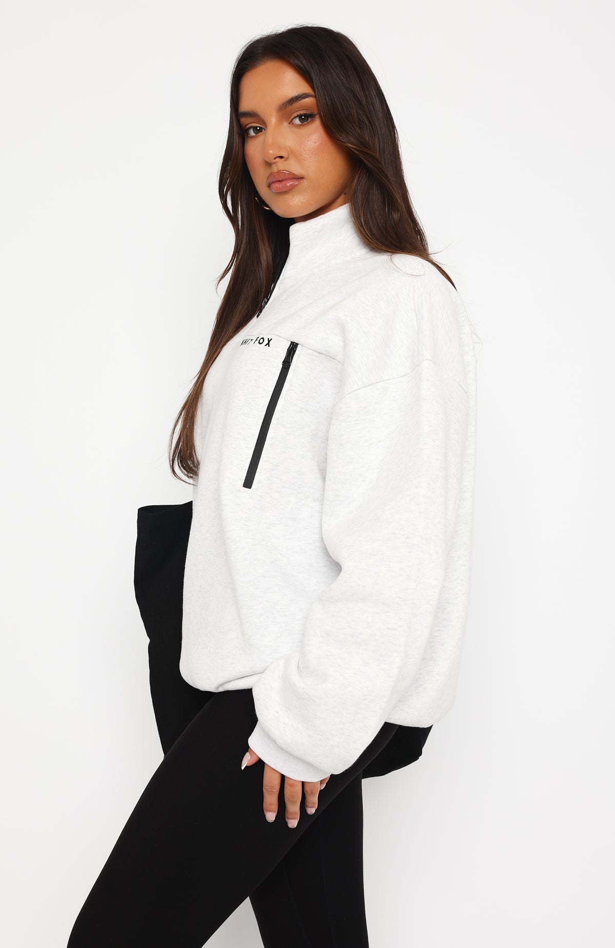 Where Did You Go Zip Front Sweater Grey MarleS/M