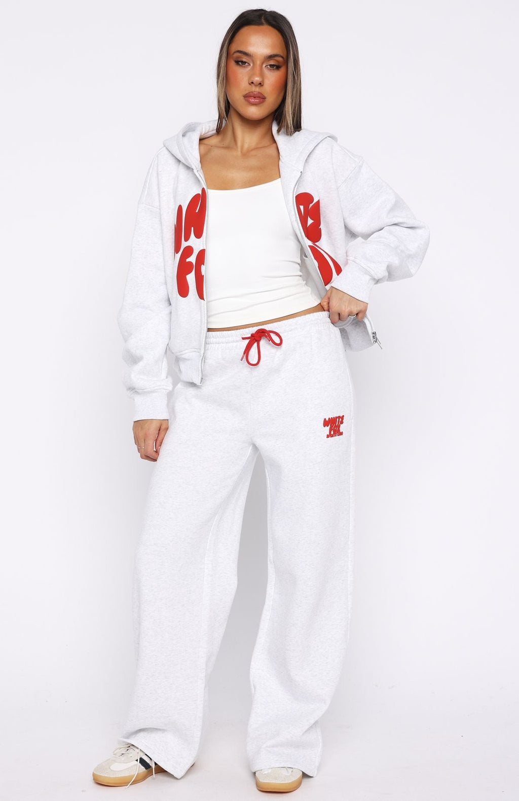 Club 14 Allie Boxy Zip Front Hoodie Grey MarleL/XL