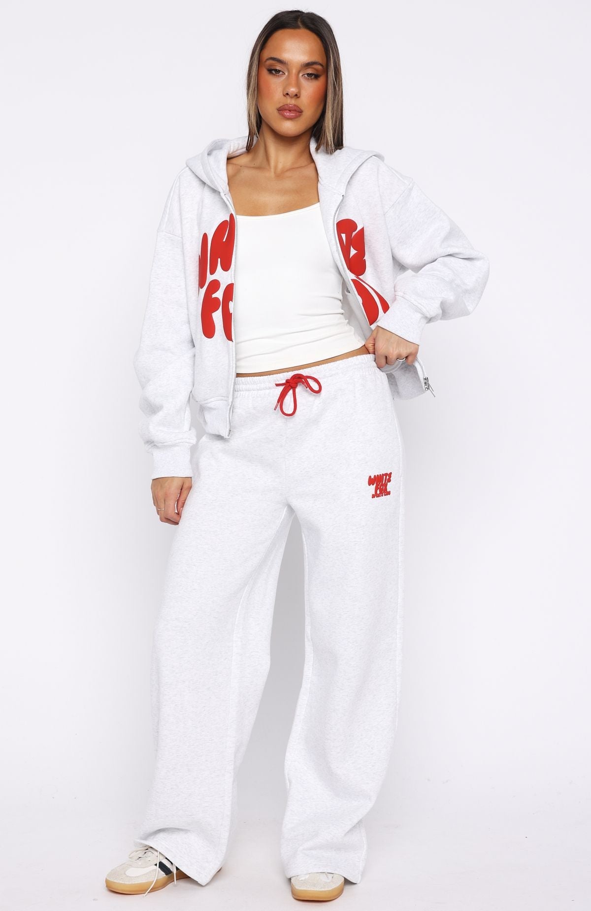 Club 14 Allie Boxy Zip Front Hoodie Grey MarleL/XL