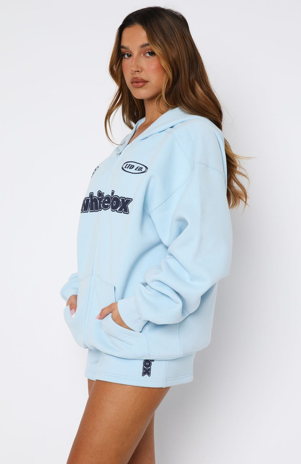 Ready To Go Zip Front Hoodie Baby BlueS/M