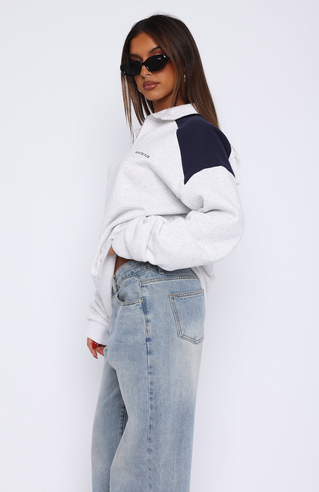 It's A Bad Idea Zip Front Sweater GreyS/M