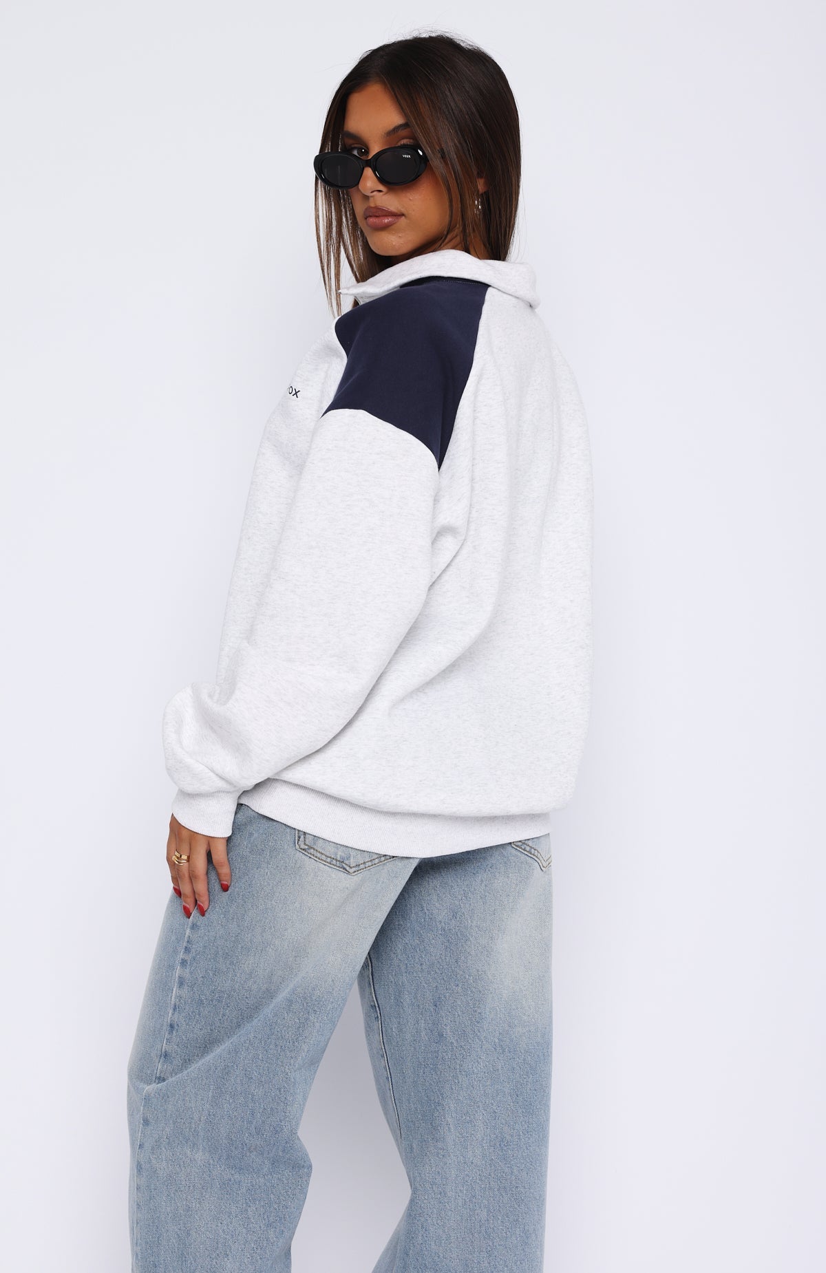 It's A Bad Idea Zip Front Sweater GreyM/L