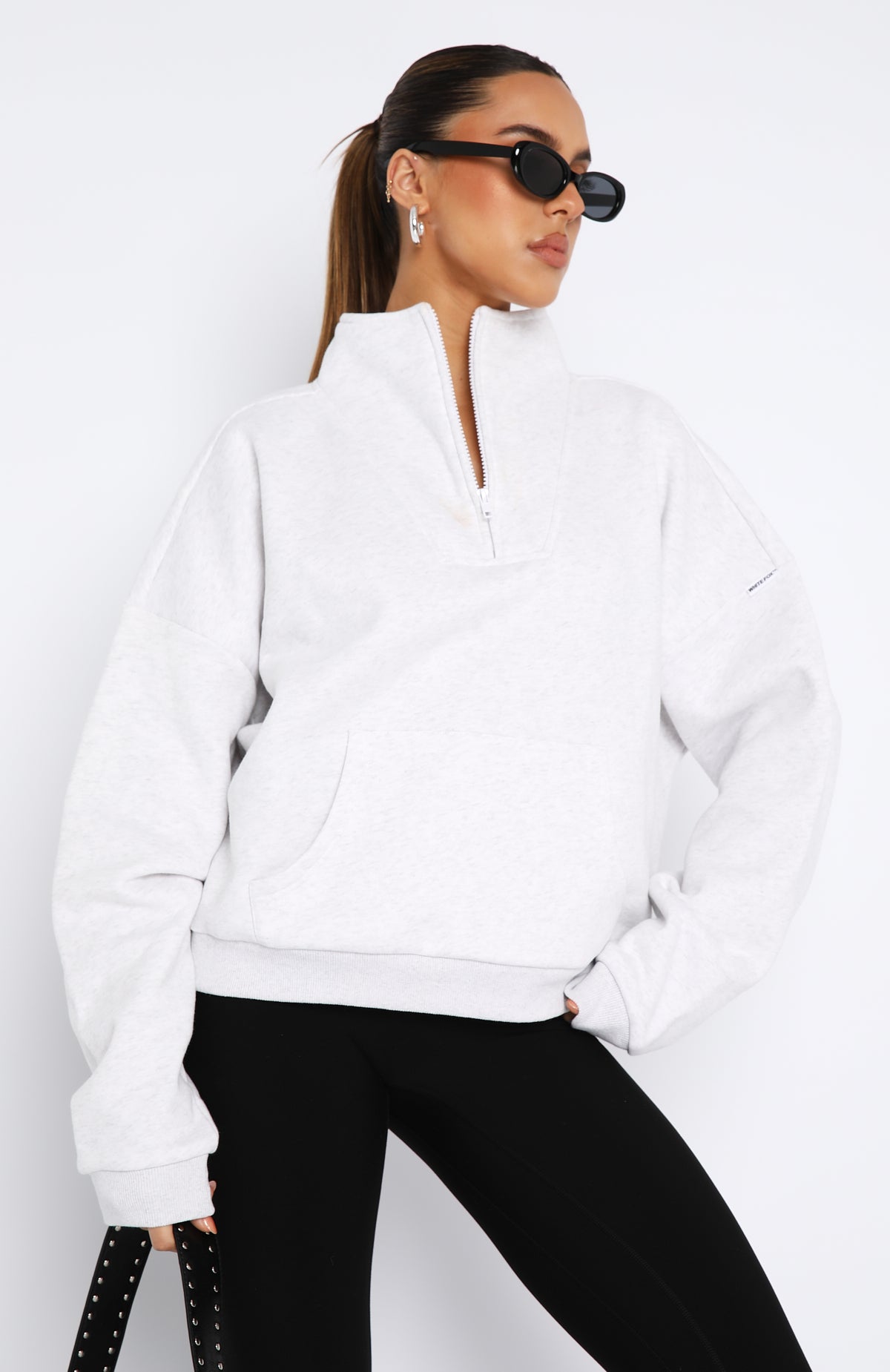 Doing It For You Zip Front Sweater Grey MarleXS/S