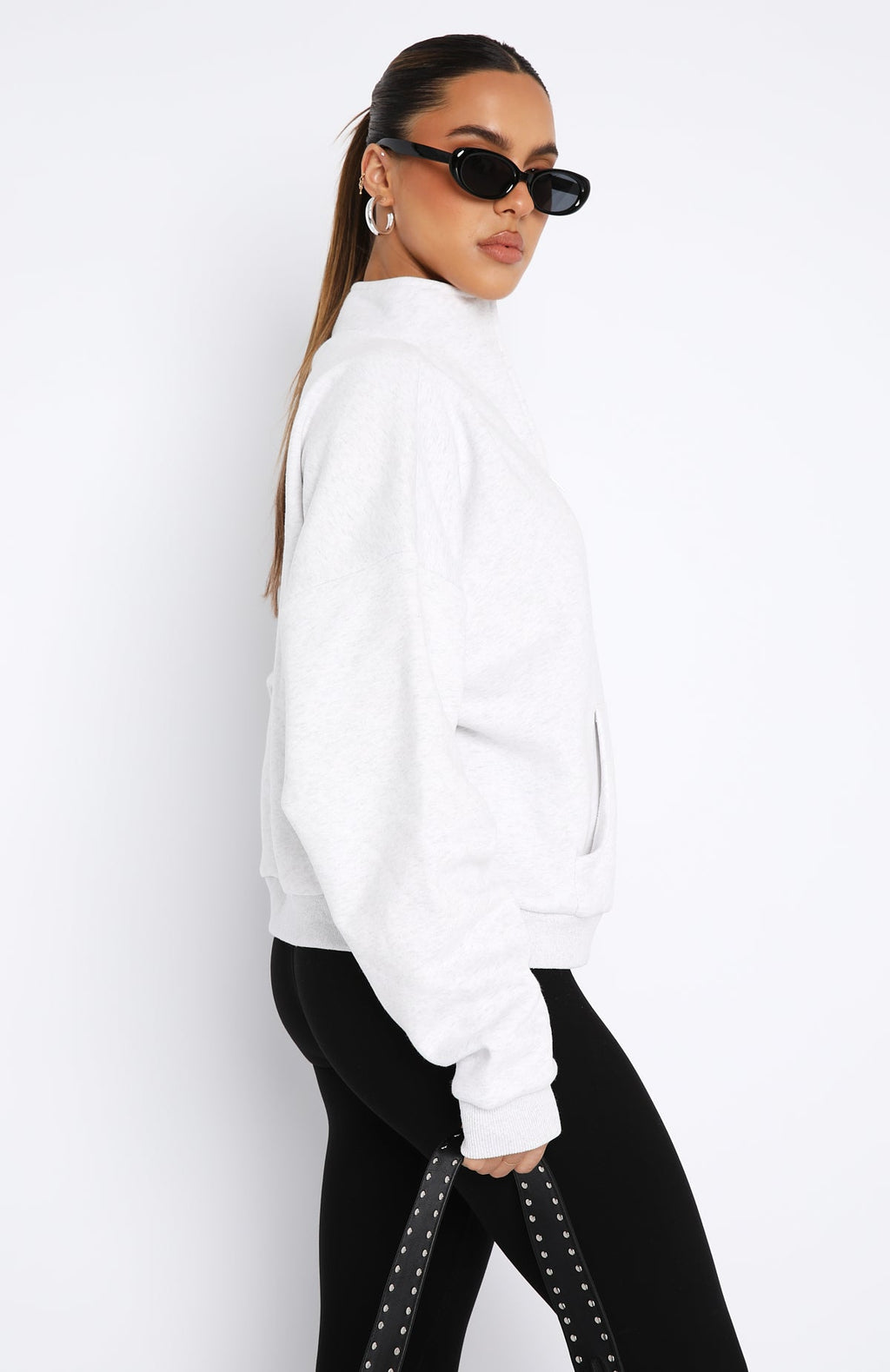 Doing It For You Zip Front Sweater Grey MarleS/M
