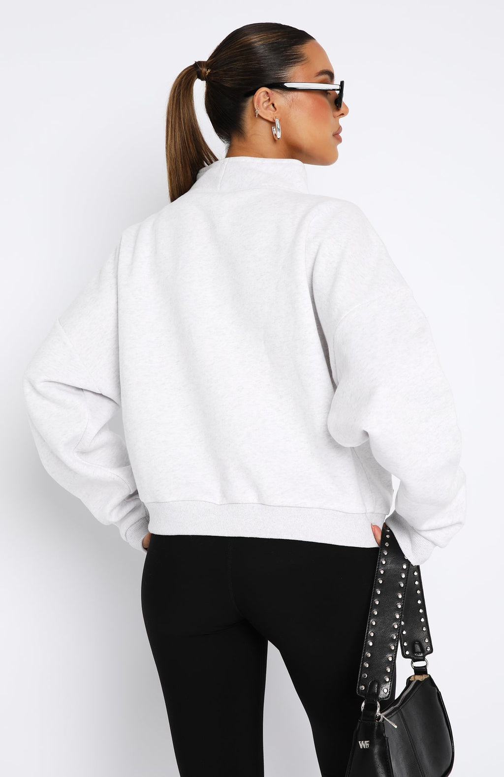 Doing It For You Zip Front Sweater Grey MarleM/L