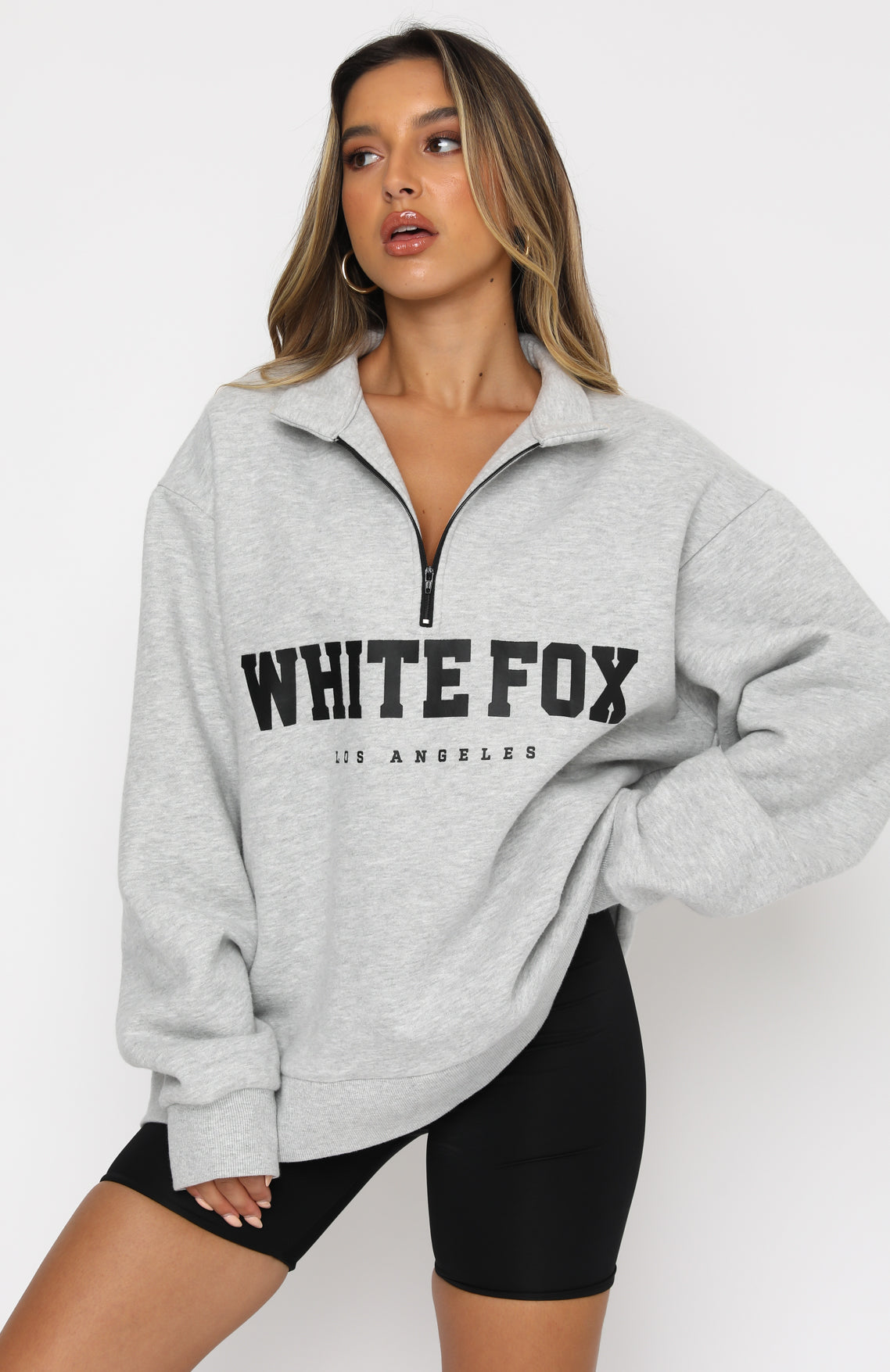 High Standard Zip Front Sweater Grey MarleS/M