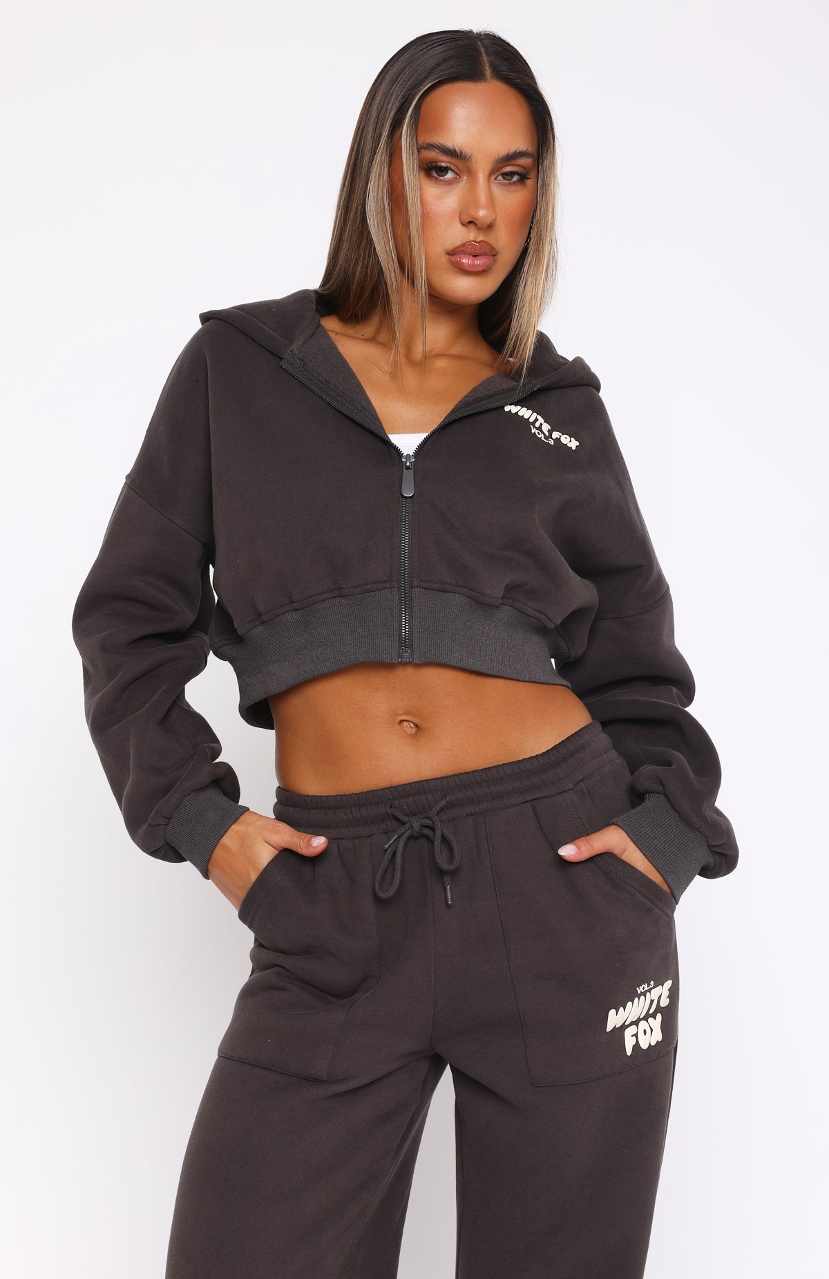 Offstage Cropped Zip Hoodie ShadowXS/S