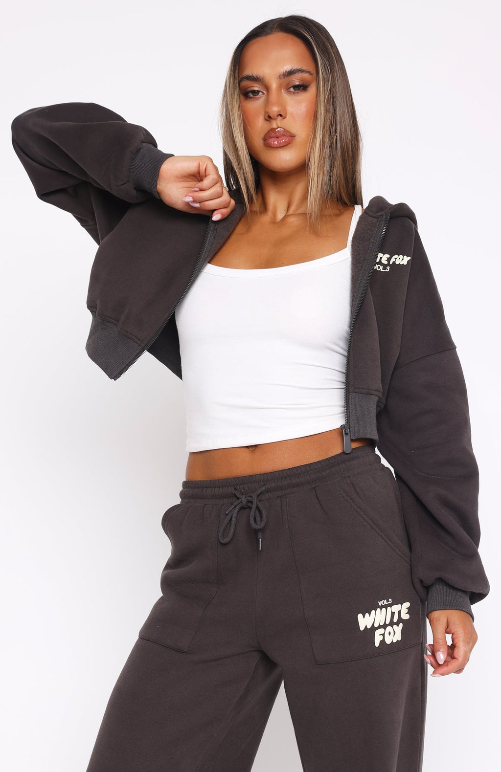 Offstage Cropped Zip Hoodie ShadowL/XL