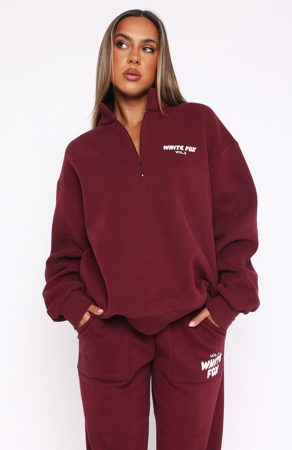 Offstage Zip Front Sweater Red VelvetXS/S