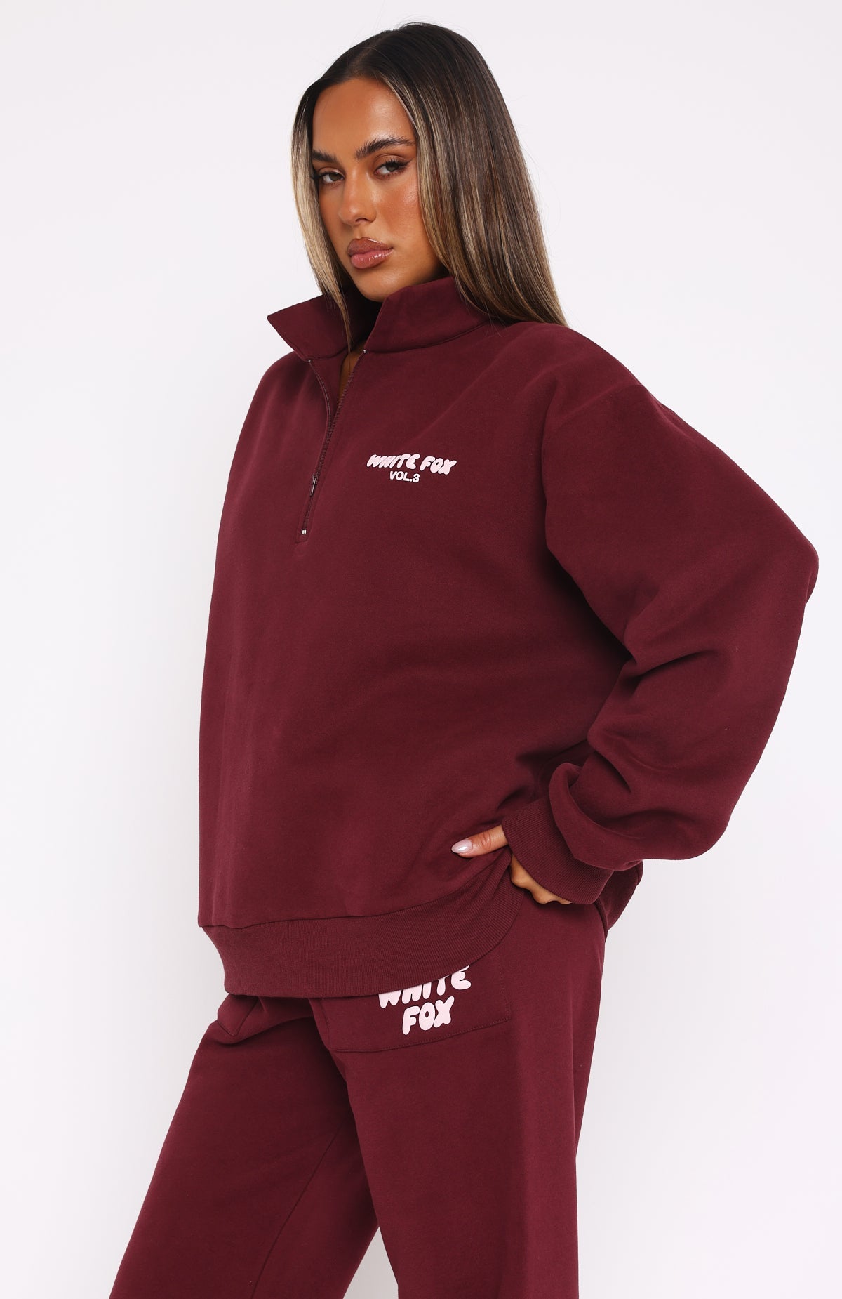 Offstage Zip Front Sweater Red VelvetS/M