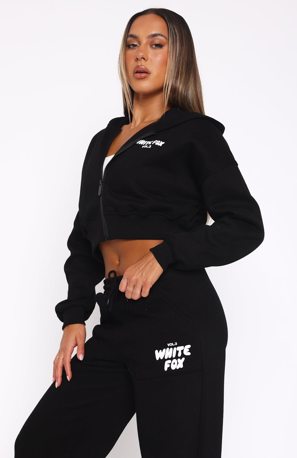 Offstage Cropped Zip Hoodie MonochromeS/M