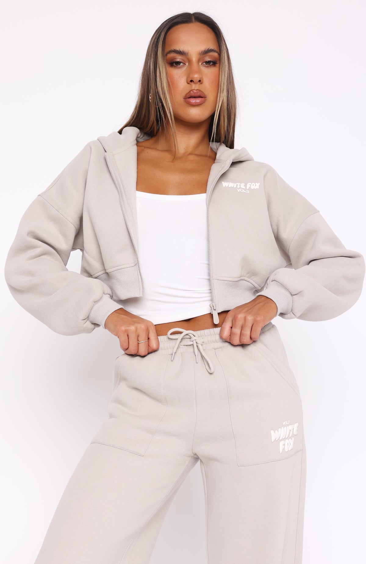 Offstage Cropped Zip Hoodie MoonM/L