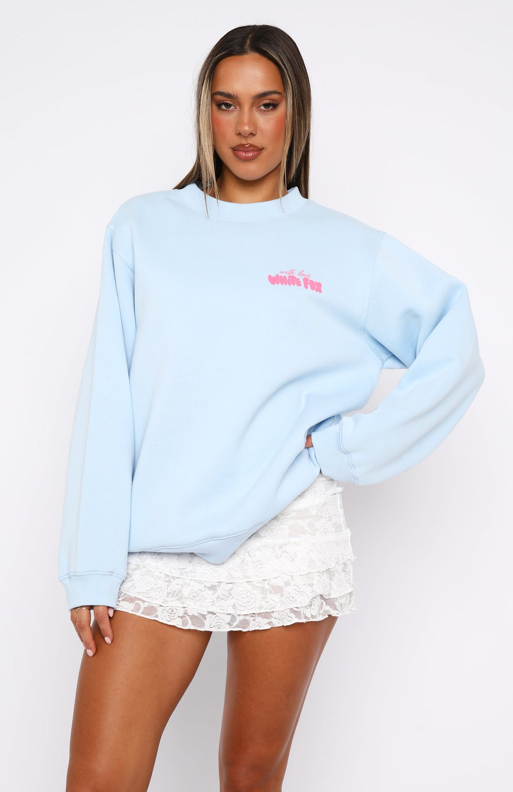 With Love \u0026 Romance Oversized Sweater Baby BlueXXS/XS