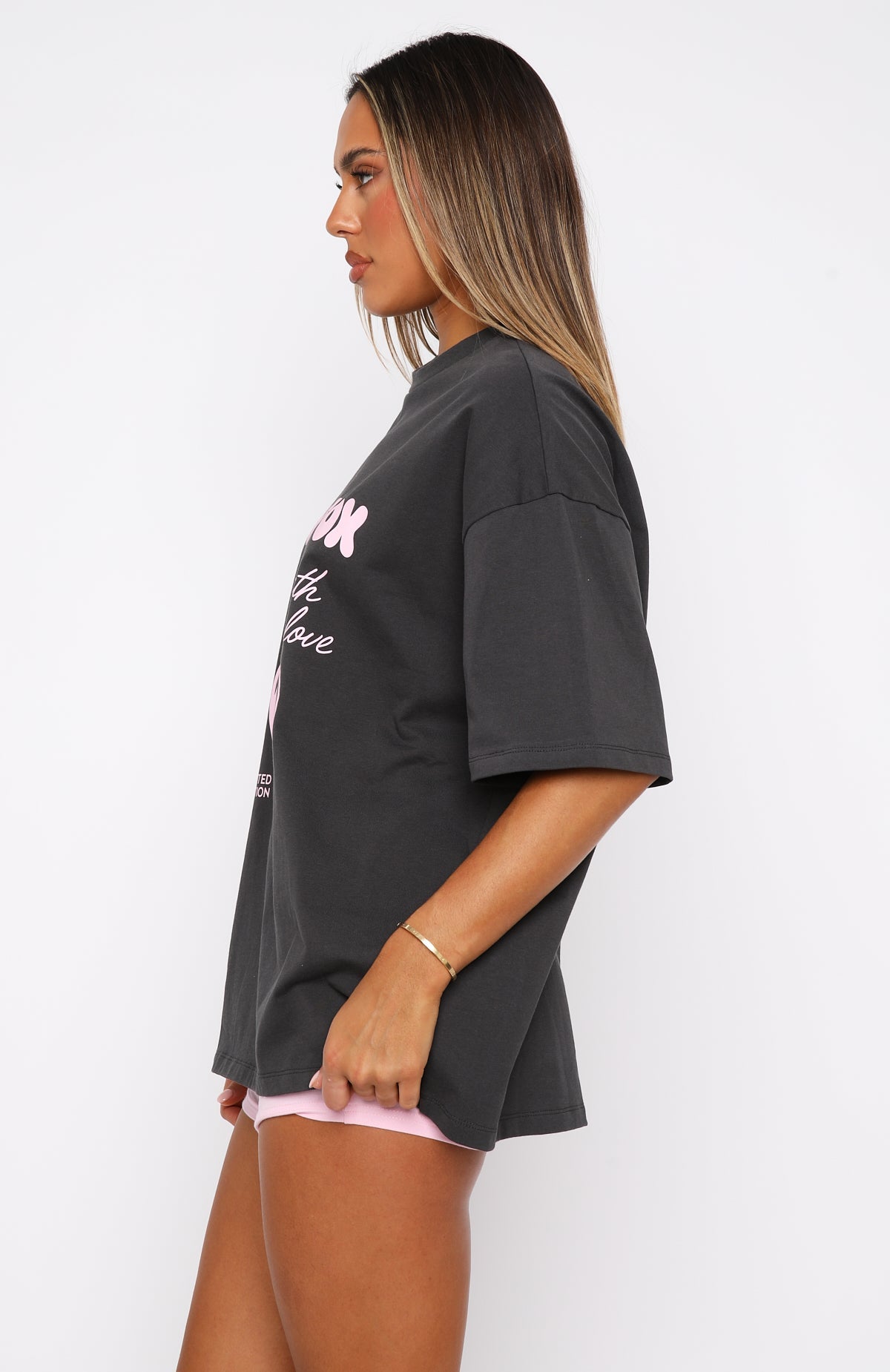 With Love In The Moment Oversized Tee CharcoalXS/S