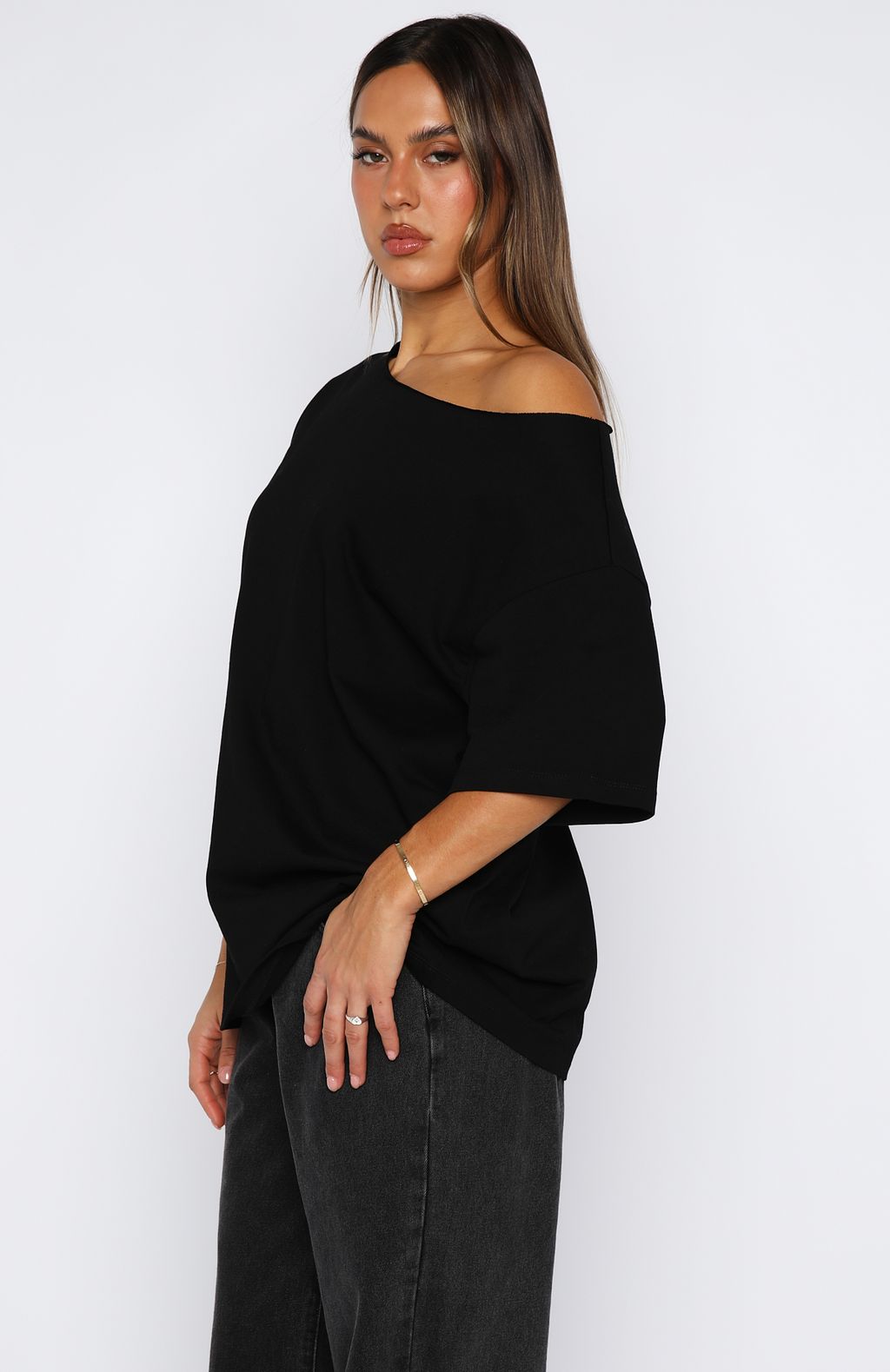 Give Me Options Off Shoulder Tee BlackS/M