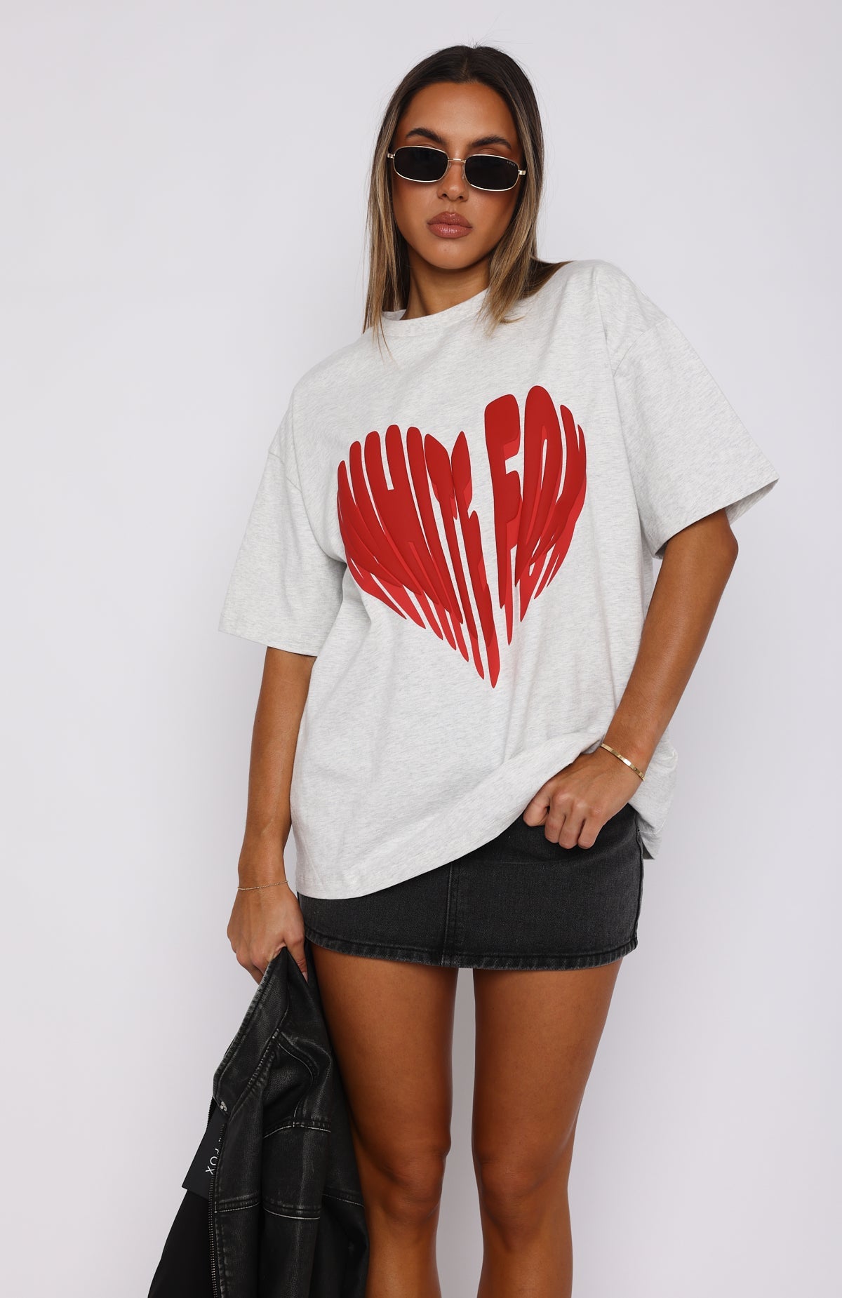 Love Burst Oversized Tee Grey MarleXS/S