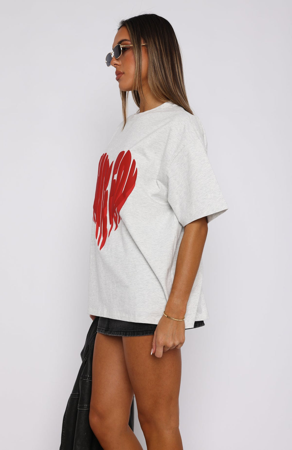 Love Burst Oversized Tee Grey MarleS/M