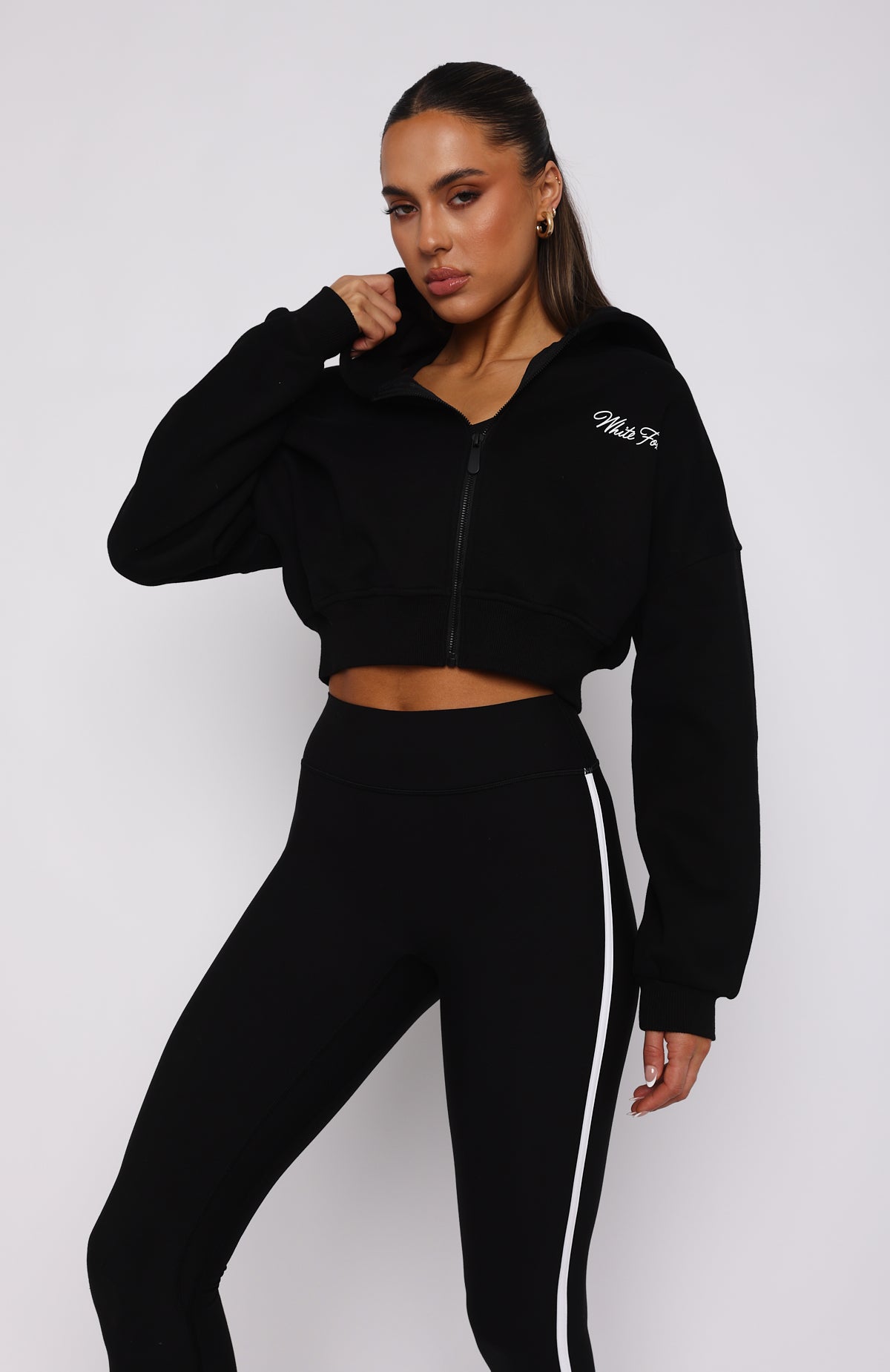 Stepping Out Cropped Hoodie BlackS/M