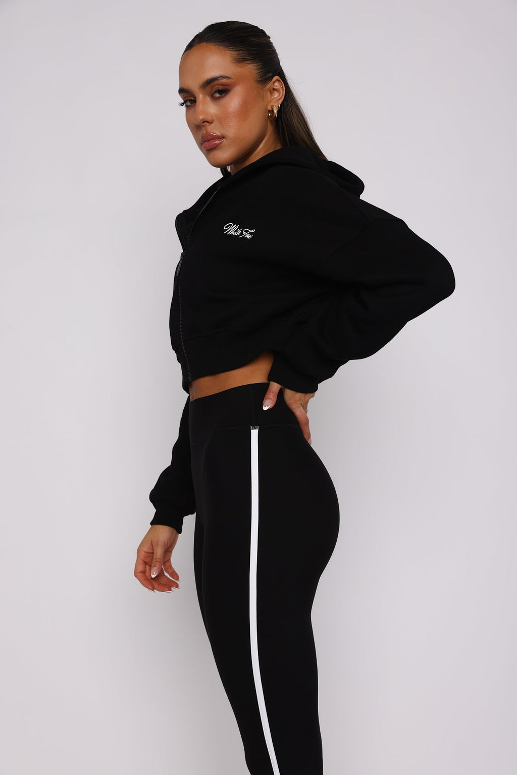 Stepping Out Cropped Hoodie BlackM/L