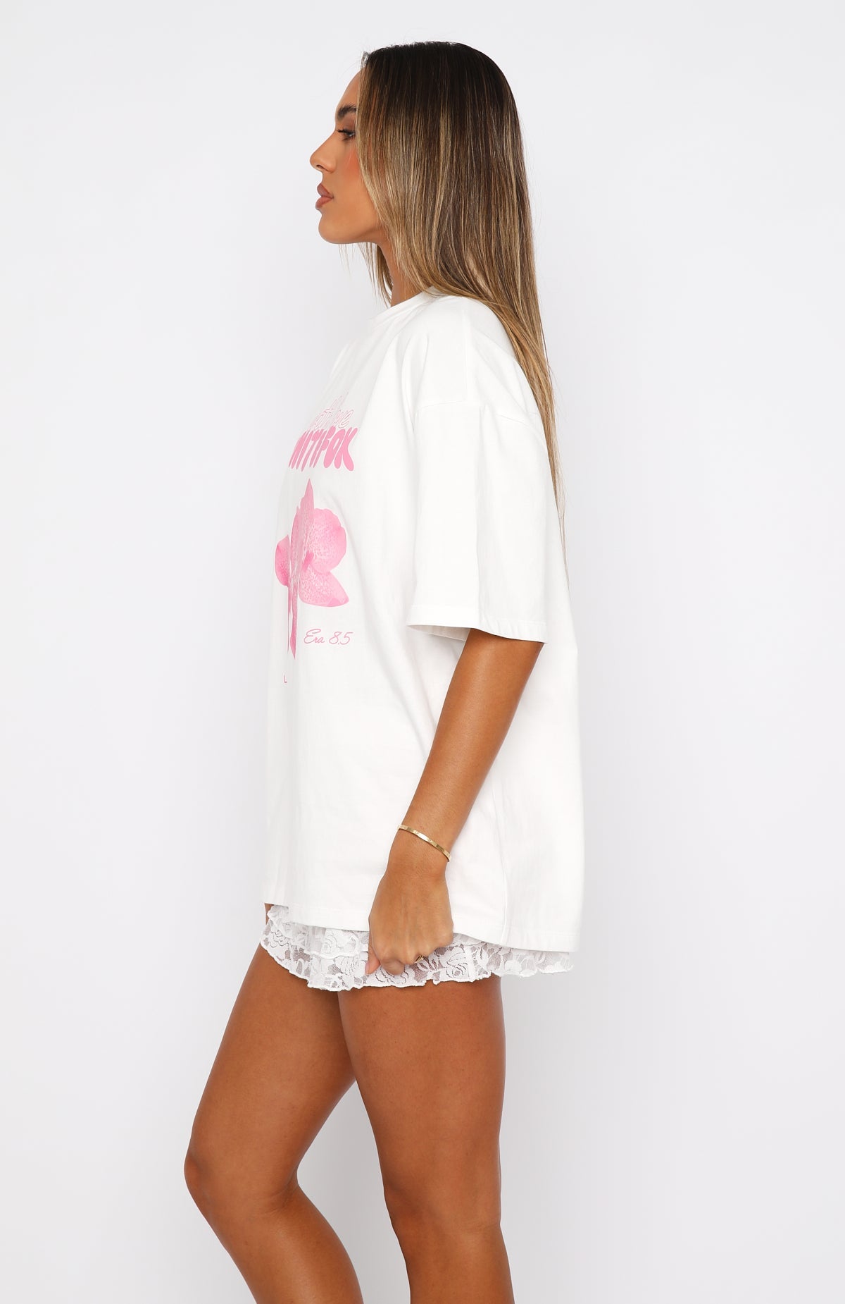 With Love Forever Oversized Tee White\/PinkXS/S