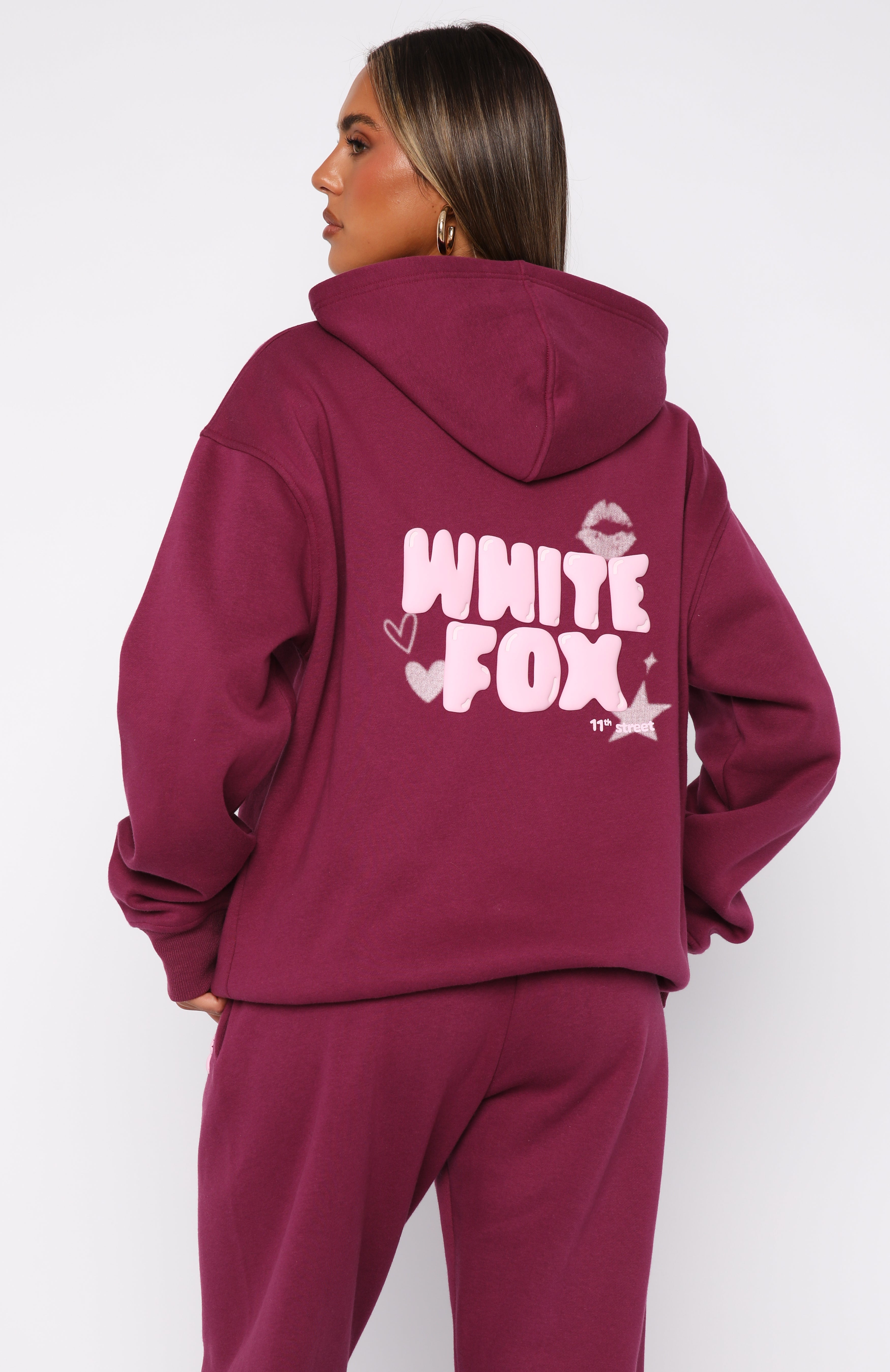 11th Street Sweet Kisses Oversized Hoodie Very BerryS/M