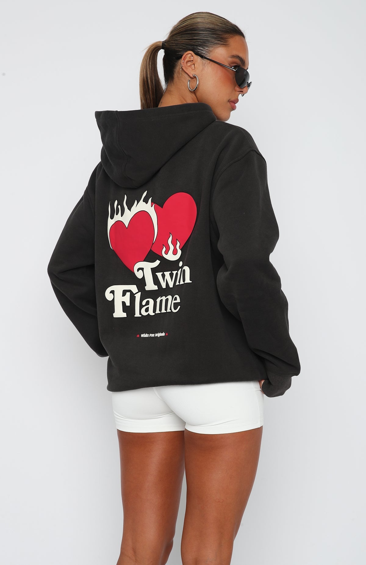 Twin Flame Oversized Hoodie CharcoalM/L