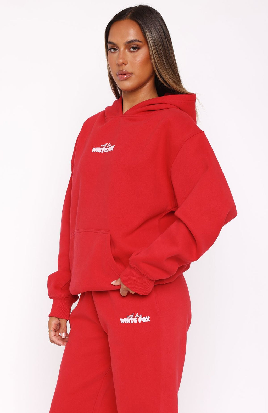 With Love In The Moment Oversized Hoodie RedXS/S