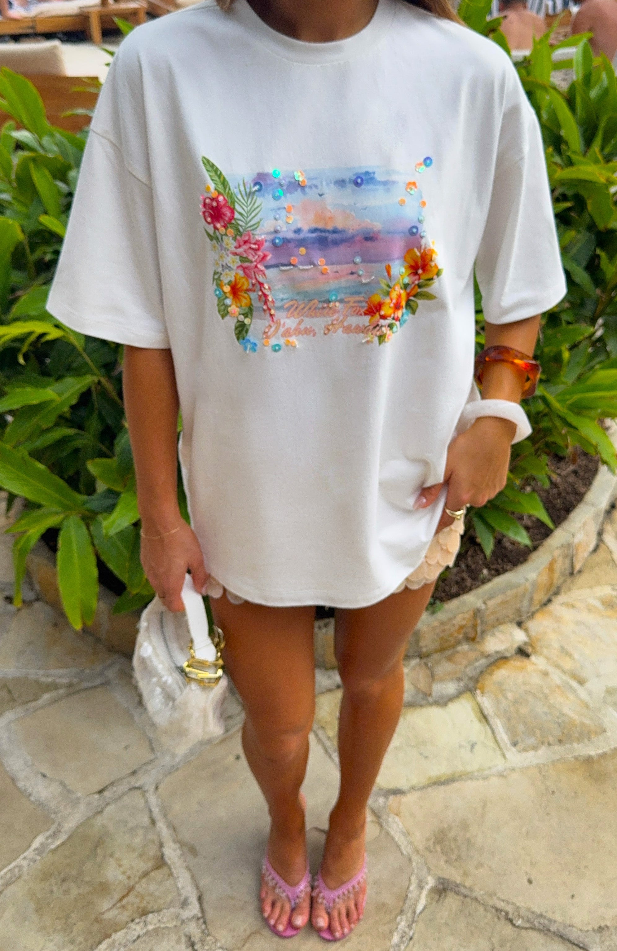 Hawaii Holiday Oversized Tee WhiteXXS/XS