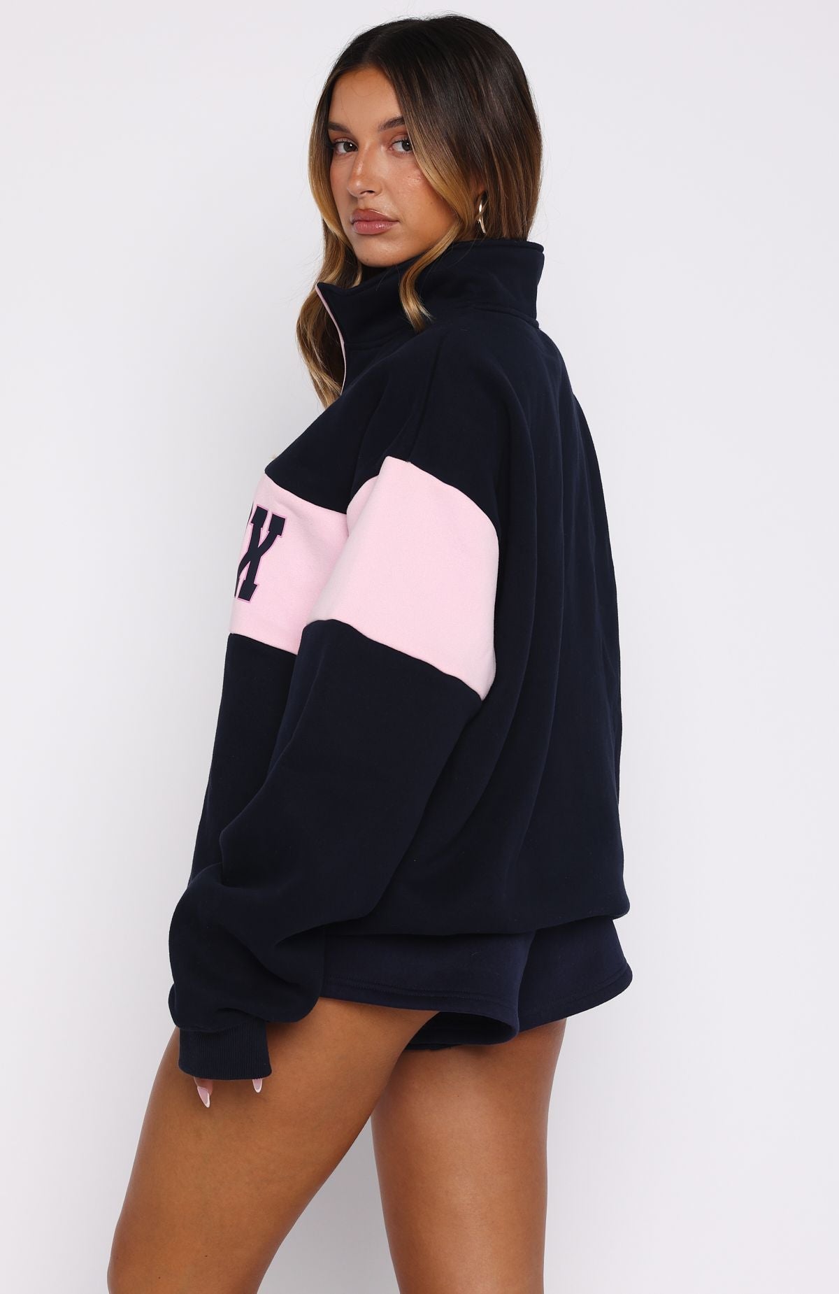 Show Yourself Zip Front Sweater NavyM/L