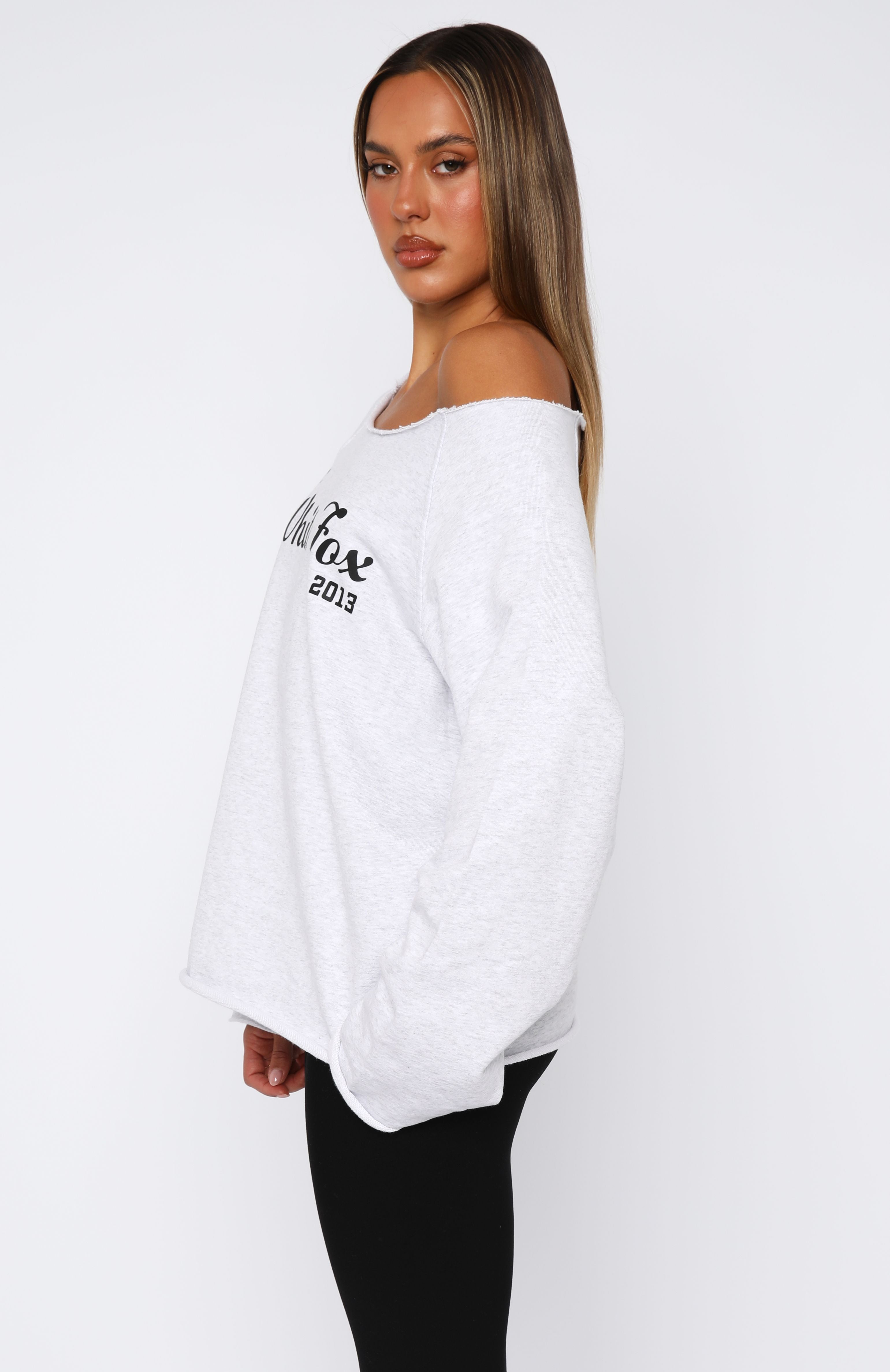 Celebrating Me Off Shoulder Sweater Grey MarleS/M