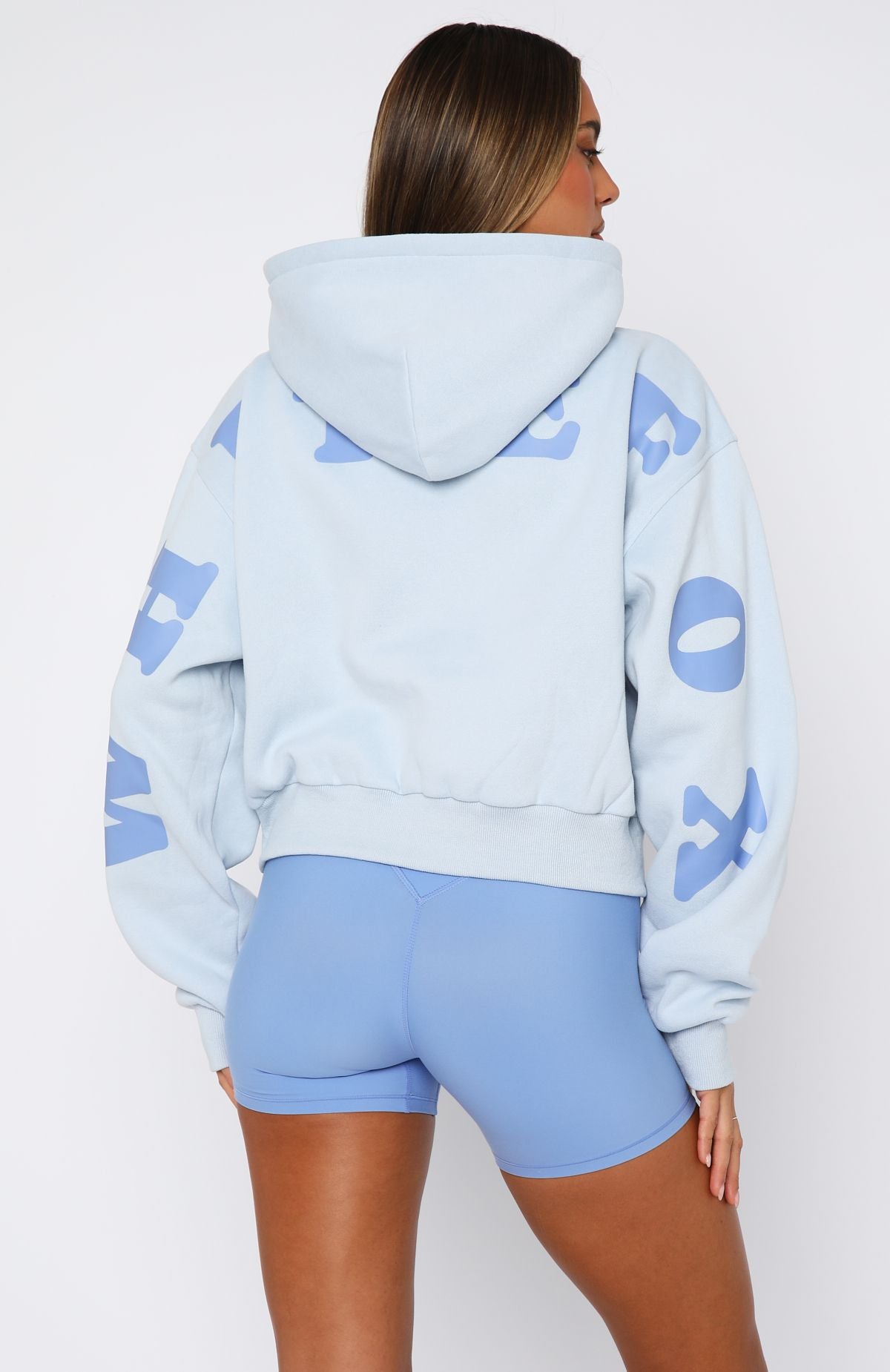 Serving Up Cropped Hoodie Baby BlueL/XL