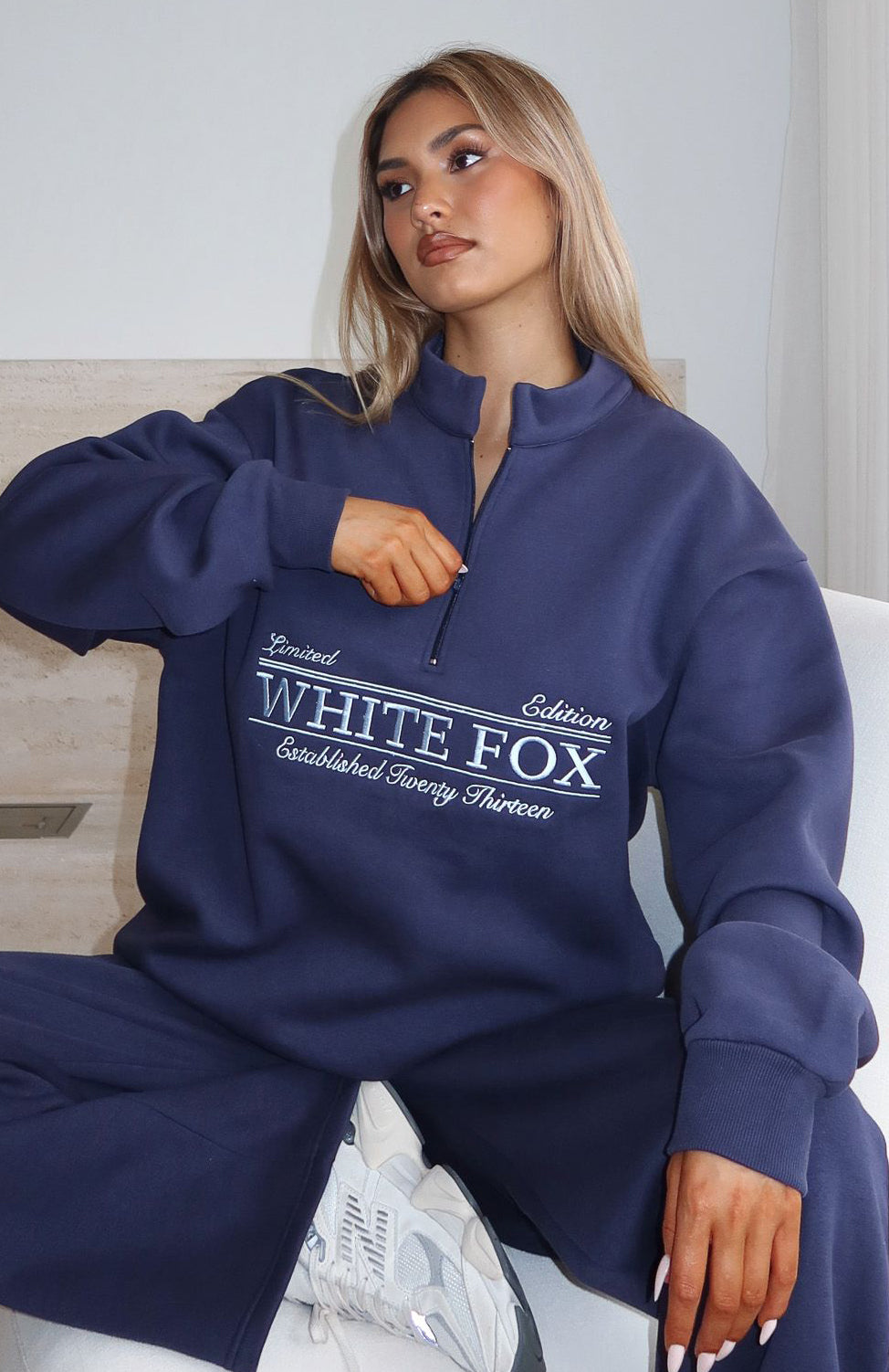 Standing My Ground Zip Front Sweater NavyXXS/XS