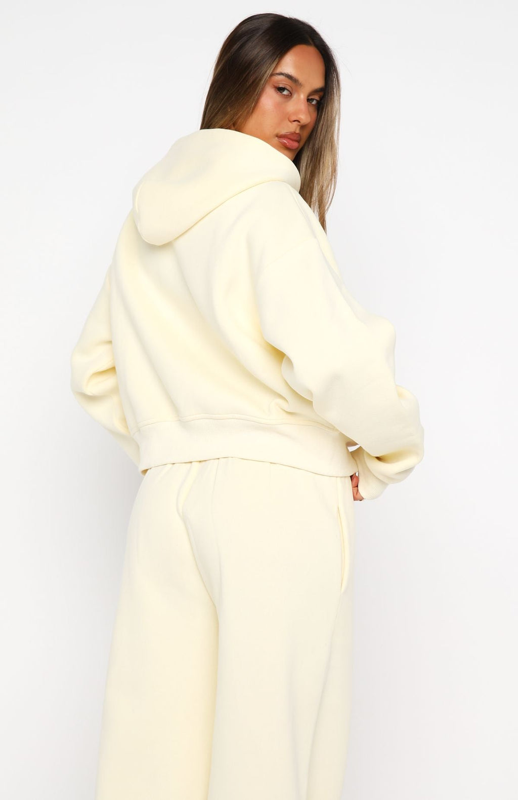 Daydreamers Madeline Boxy Zip Front Hoodie LemonS/M