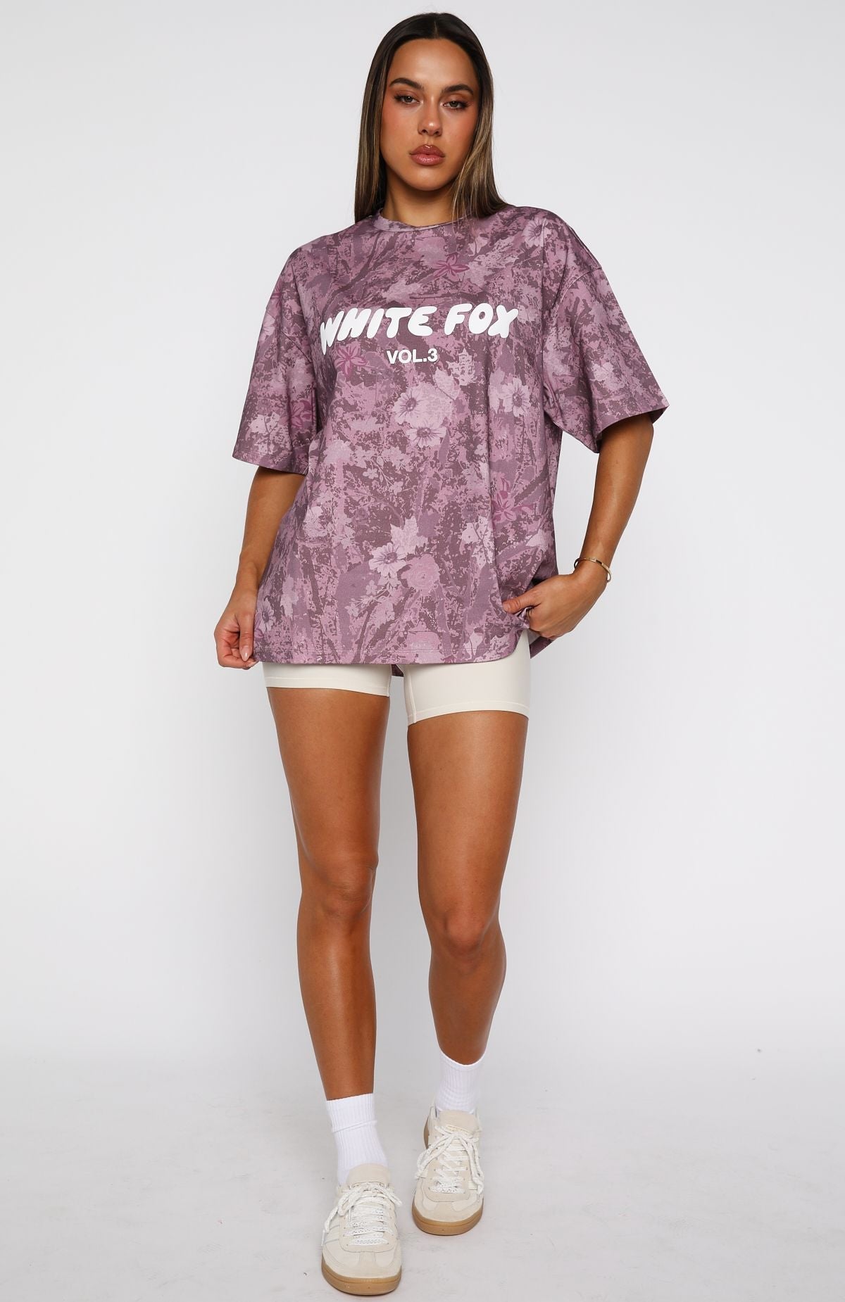 Offstage Printed Oversized Tee Berry FloralM/L