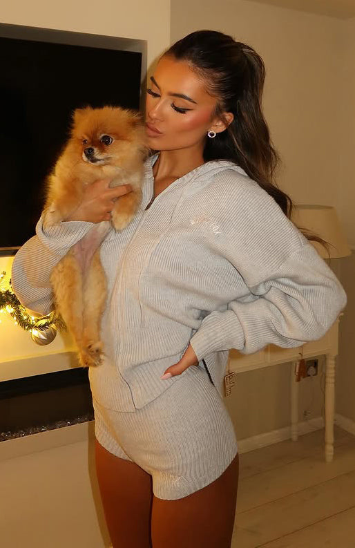 Floating By Knit Zip Front Hoodie Grey MarleXS/S