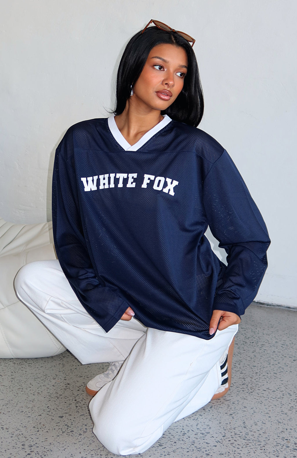 Ahead Of Schedule Long Sleeve Oversized Jersey NavyL/XL
