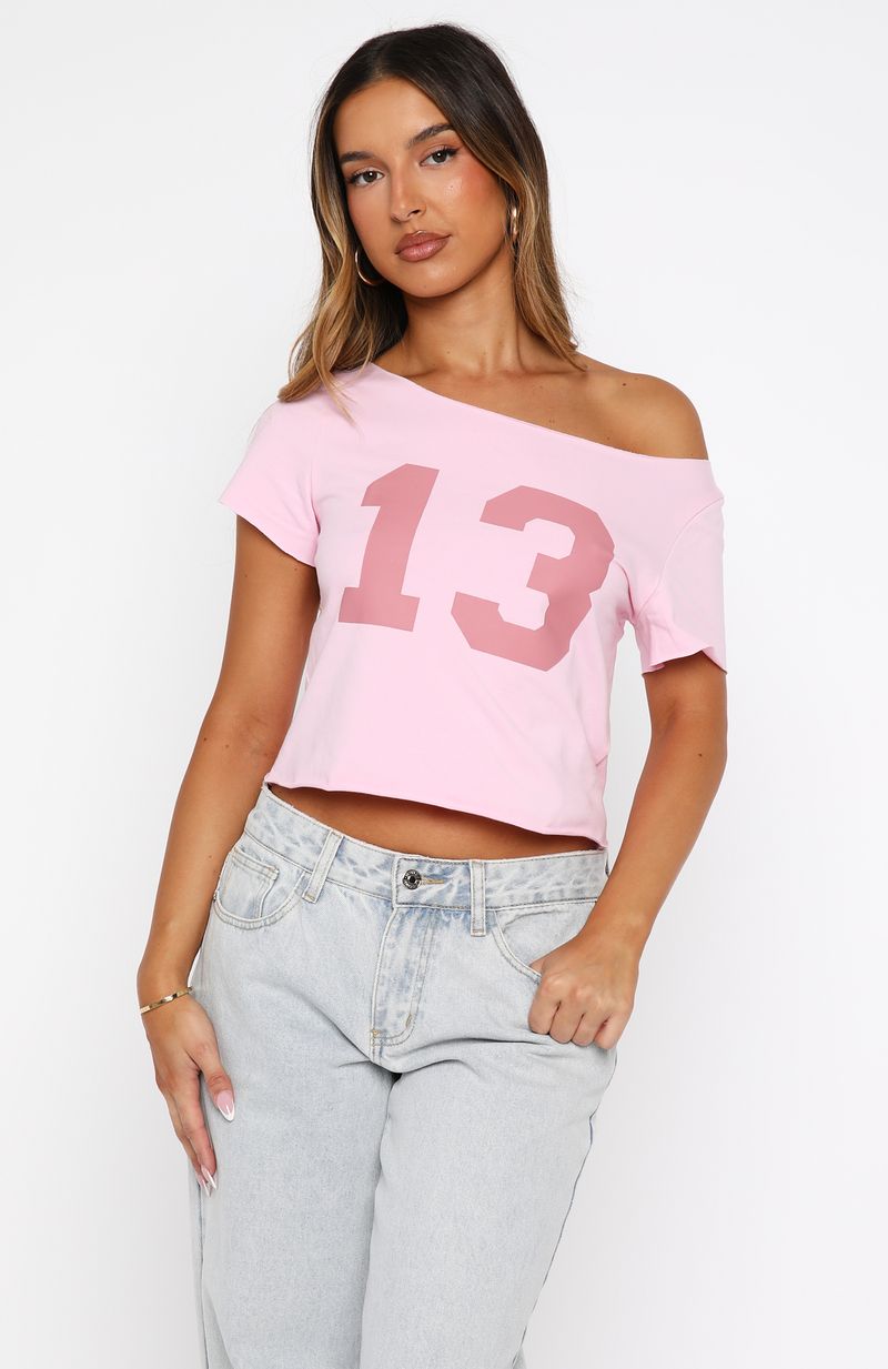Whenever You're Ready Off Shoulder Relaxed Tee PinkXL