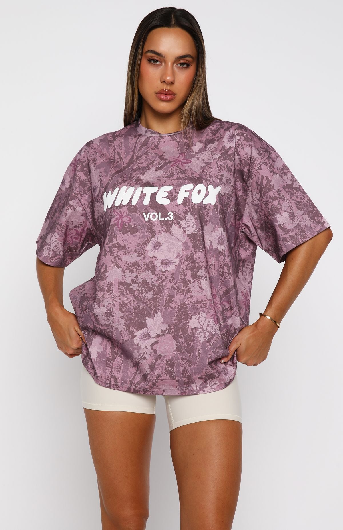 Offstage Printed Oversized Tee Berry FloralXXS/XS