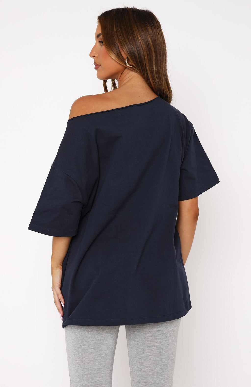 Your Favourite View Off Shoulder Oversized Tee NavyS/M