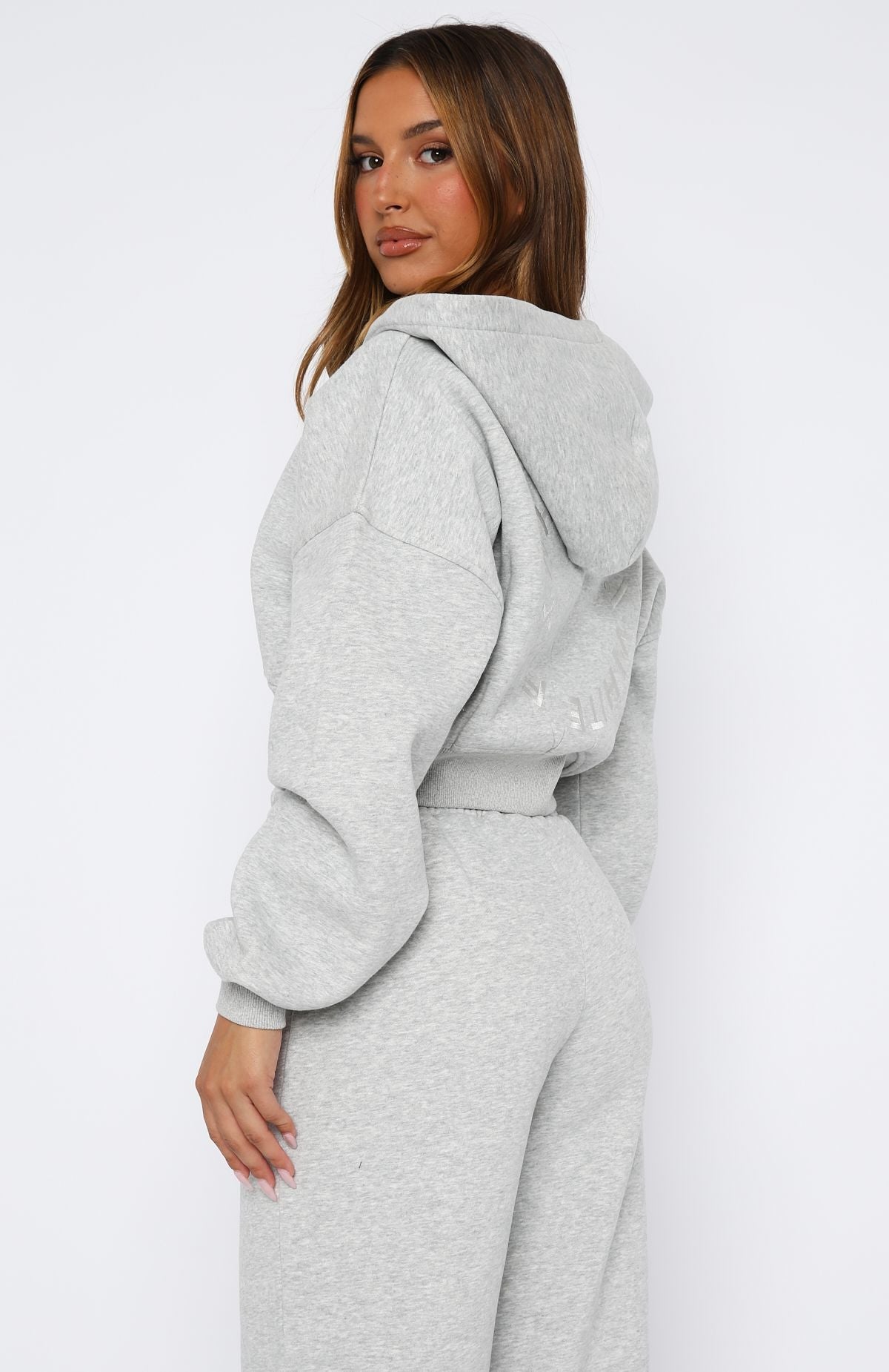 Stay Lifted Cropped Hoodie Dark Grey MarleS/M