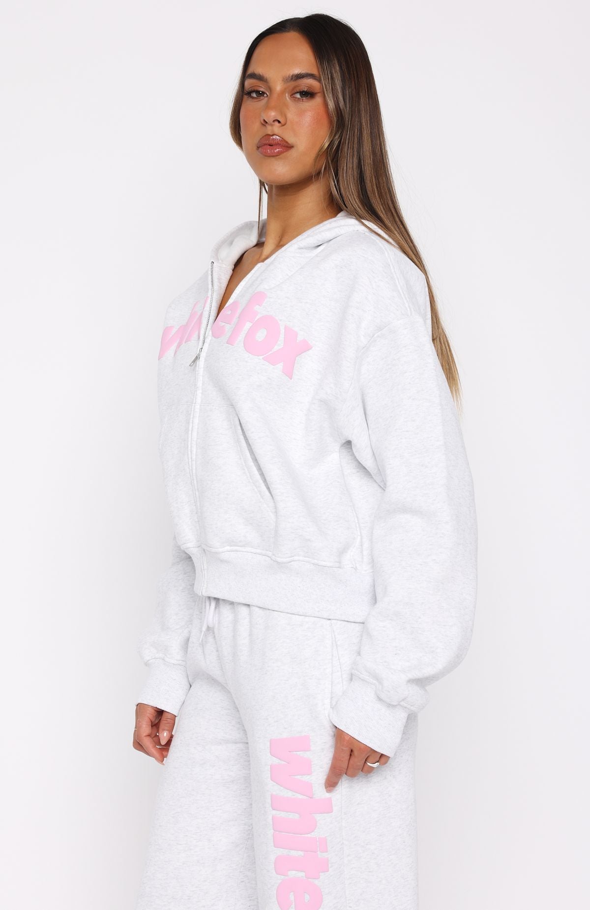 From The Archives Kenzie Boxy Zip Front Hoodie Grey MarleXS/S