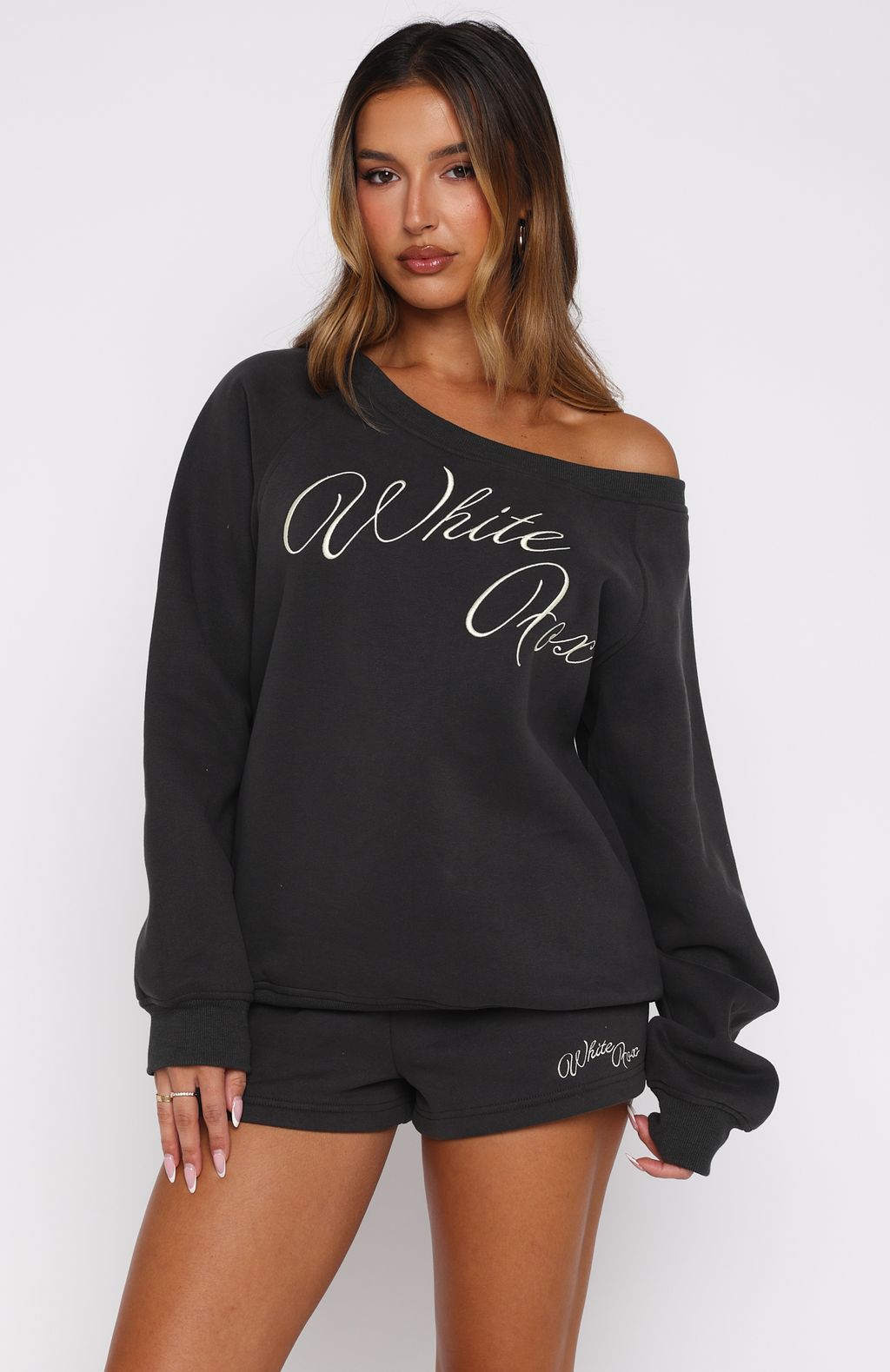 Lucky Thirteen Elsa Off Shoulder Sweater CharcoalXXS/XS