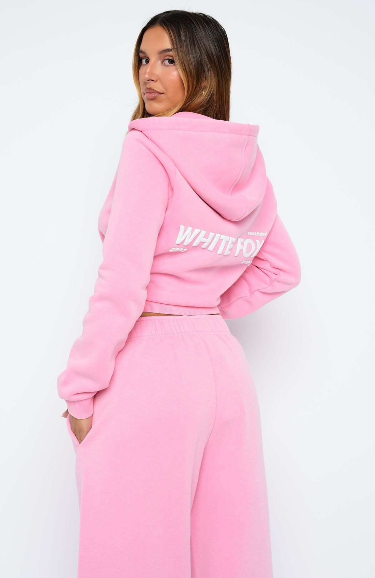 Down For Whatever Slim Zip Front Hoodie Pink WashS