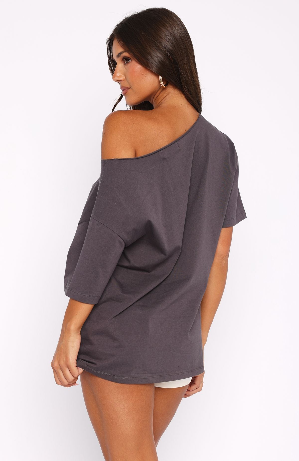 Trial Run Off Shoulder Oversized Tee VolcanicM/L