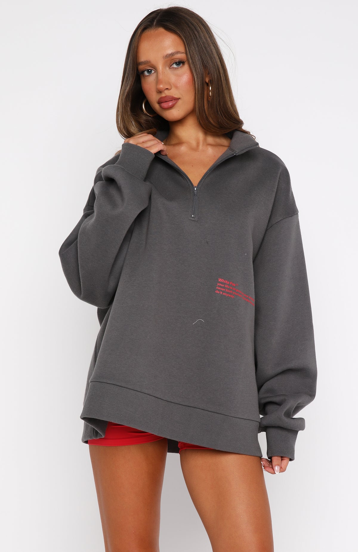 Caught Up With You Zip Front Sweater VolcanicL/XL
