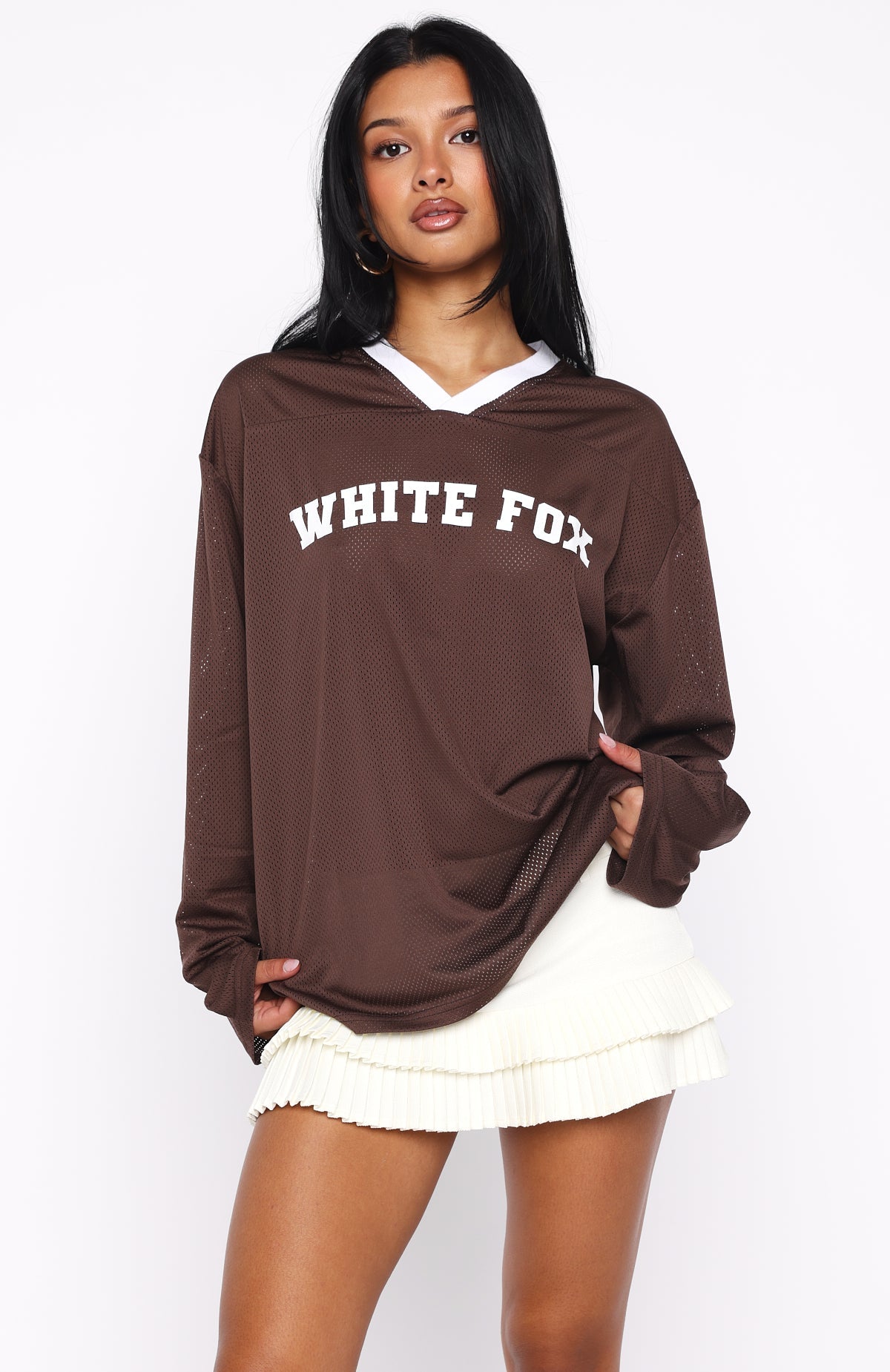 Ahead Of Schedule Long Sleeve Oversized Jersey ChocolateXXS/XS