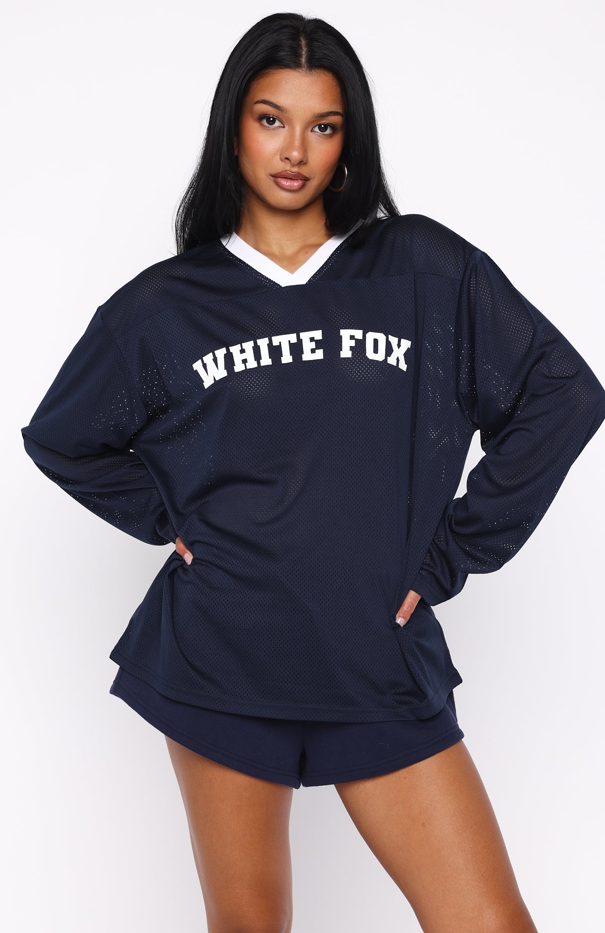 Ahead Of Schedule Long Sleeve Oversized Jersey NavyXXS/XS