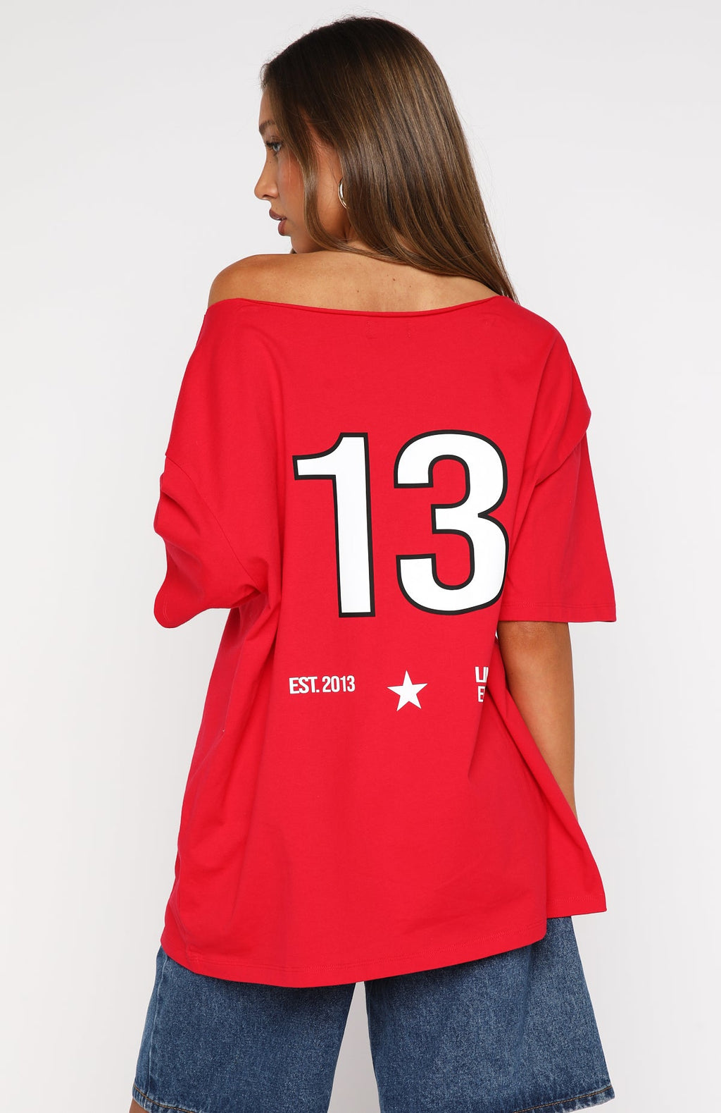Latest Passion Off Shoulder Oversized Tee RedM/L