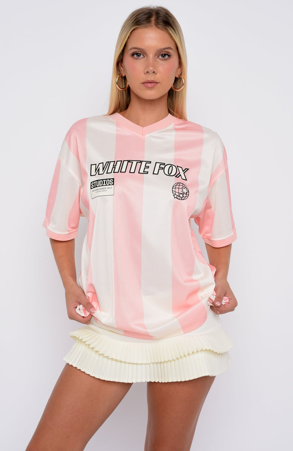 Let's Just Leave Oversized Jersey Pink\/CreamXS/S